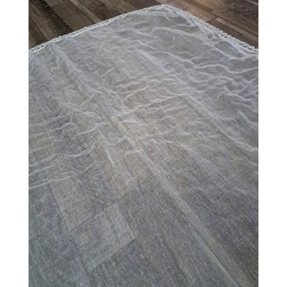 Vintage Handmade Centerpiece White Table Charger Seed Pearl Lace Edge 28x28 - Picture 4 of 4